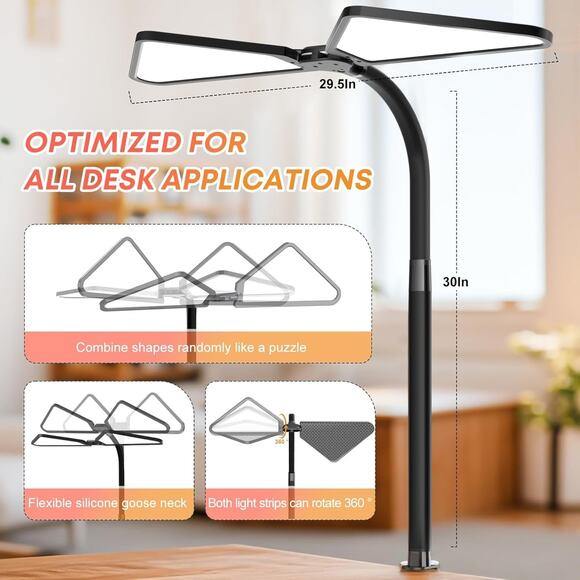 Supper Bright Clamp-On Gooseneck Desk Lamp LED Study Light with Flexible Arms, 5 - Picture 2 of 5